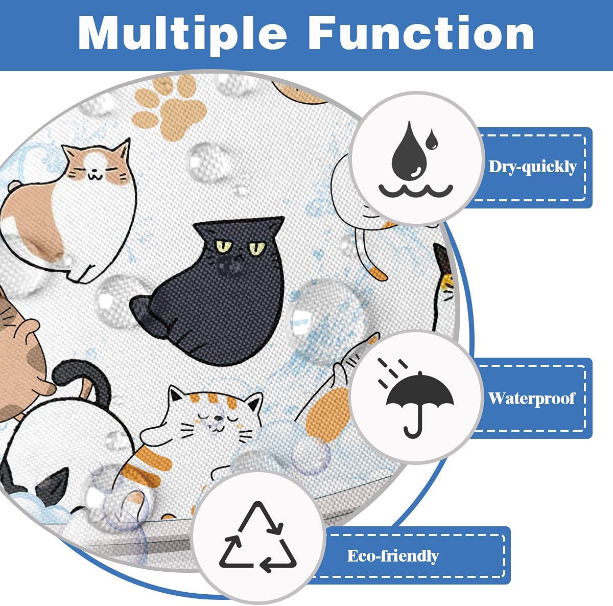 Duschvorhang Mit Katzen-Motiv & Zitaten – 180x180 Cm, Wasserdicht, Maschinenwaschbar Aus Polyester