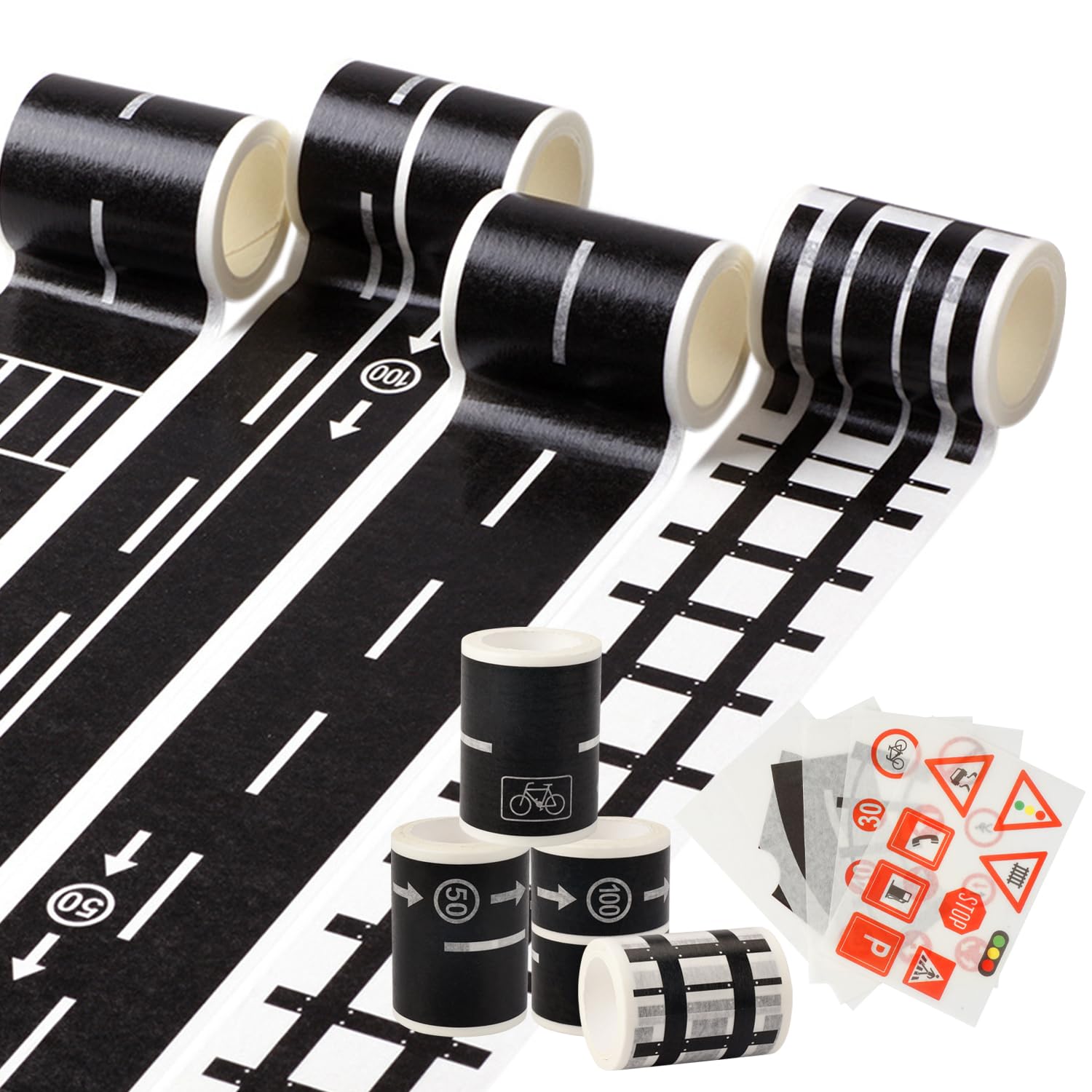 Gadpiparty Cinta Adhesiva De Carretera 2 Rollos – Pegatinas De Vías De Tren DIY Para Juegos Infantiles