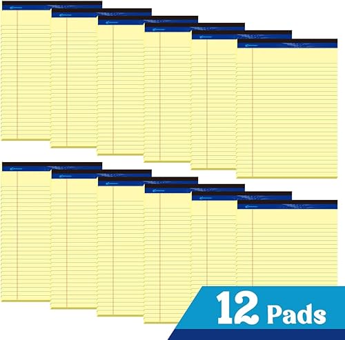 Miniatura 2 de Bloc legal de 8.5 x 11 pulgadas, rayas anchas, papel canario, paquete de 12, 50 hojas por bloc de escritura, bloc de escritura micro perforado,