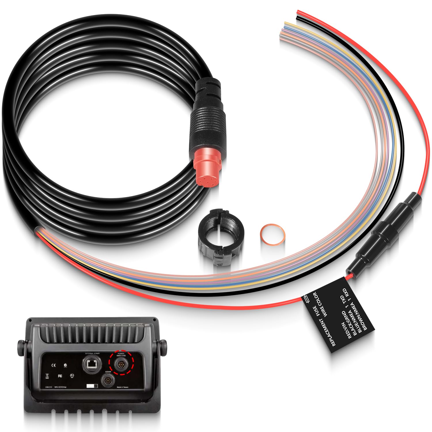 Replacement for 010-11970-00 8-Pin Power Cable Compatible with Garmin echoMAP 50,70 Series & GPSMAP 5x7, 741 Series-image-30