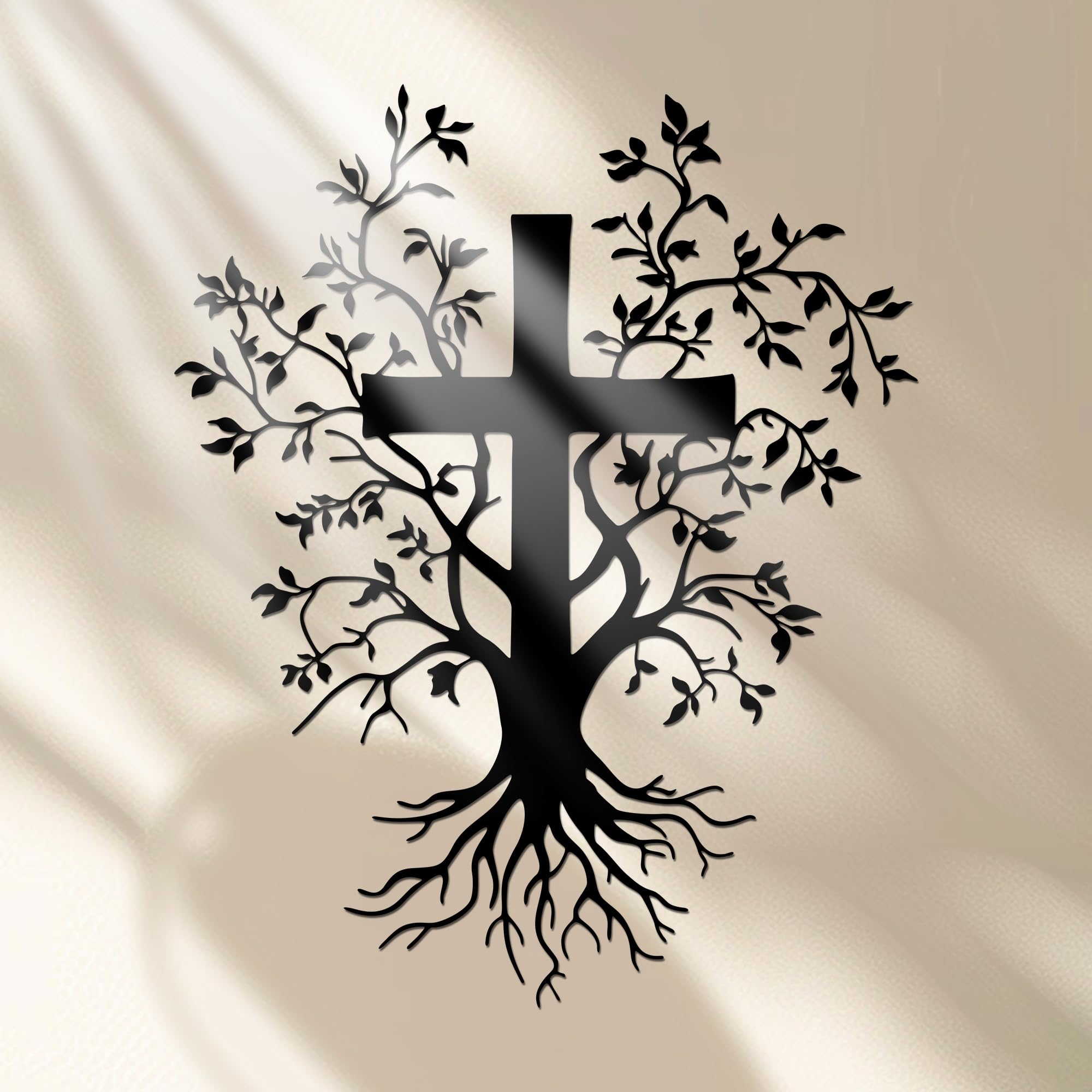 YATEASLU Cross Wall Decor -Jesus Wall Art with Tree of Life Design Metal Cross Decor for Home, Inspirational Wall Crosses for Home Decor