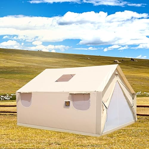 Happybuy Tienda de campaña de lona para pared, 4 estaciones, transpirable, 100 % algodón, con gato para estufa, tienda de campaña de lujo glamping,