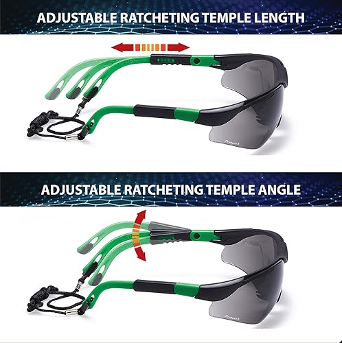 Miniatura 2 de ProtectX Anteojos de seguridad clásicos, lentes antivaho resistentes a los arañazos, gafas protectoras para el trabajo, interiorexterior, ANSI Z87.1