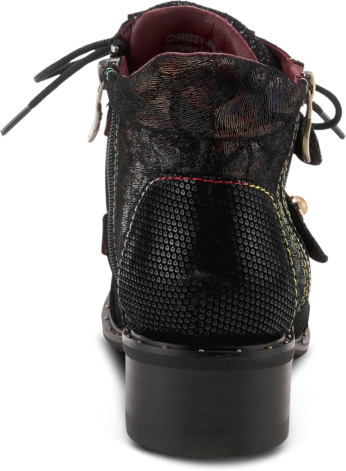 L`Artiste Chrissy Women's Bootie with Adjustable Fit and Unique Artistic Detailing