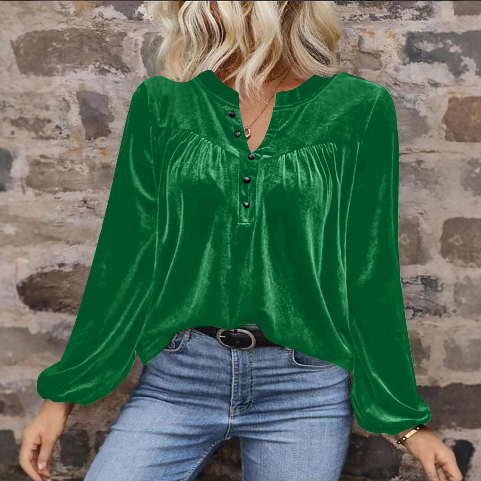 KHIRVWL Top Donna Casual Unito Scollo a V Maniche Lunghe Magliette Sparkly Curvy Manica a Campana Sequin Camicia Glitter Nera Capodanno Maglie Brillantini Sera Top Cerimonia Camicette