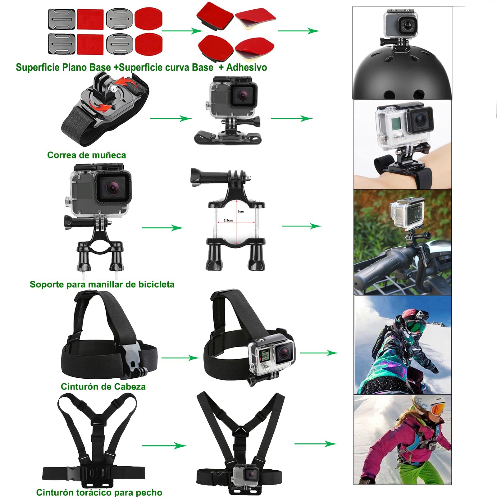 Kit de Accesorios Kit de Cámara de acción para Gopro 13 12 11 10 9 Cámara, Kit de Cámara de acción Paquete Compatible con Gopro Hero 13 12 11 10 9 (DT16)