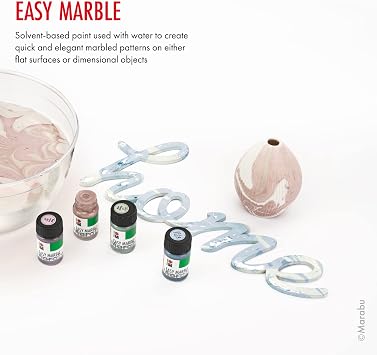 Marabu Easy Marble Paint Set - 14 Basic and Pastel Colors Marbling Paint Kit for Kids and Adults - Hydro Dipping, Tumbler Making, Paper - 2022 Release