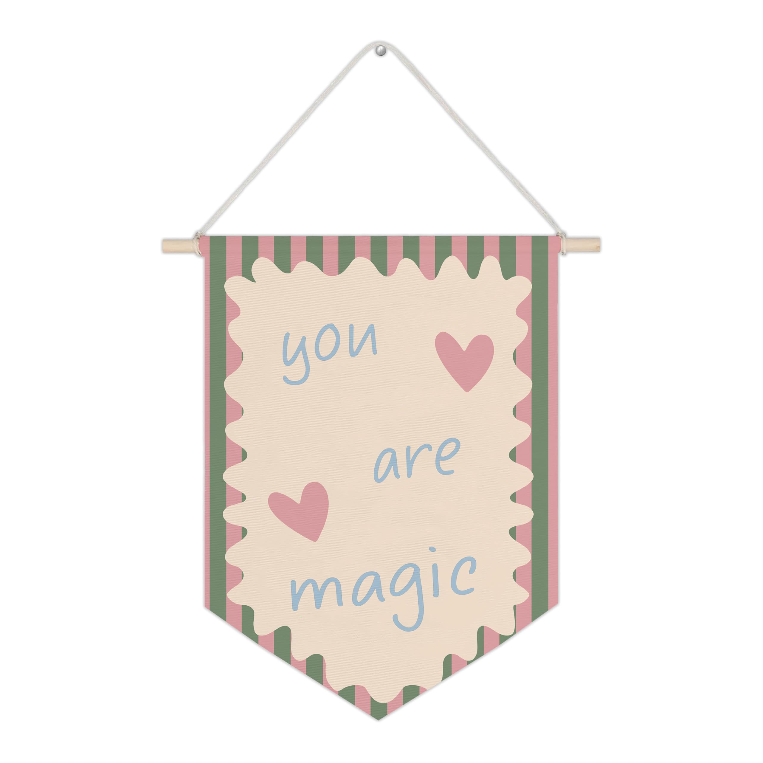 WUCHJ Girl Nursery Canvas Wall Banners, You Are Magic Green and Pink Girly Hanging Display Pennant Flags, Inspirational Wall Decor for Baby Girls Nursery Toddler Room Bedroom Playroom 11x14 Inch