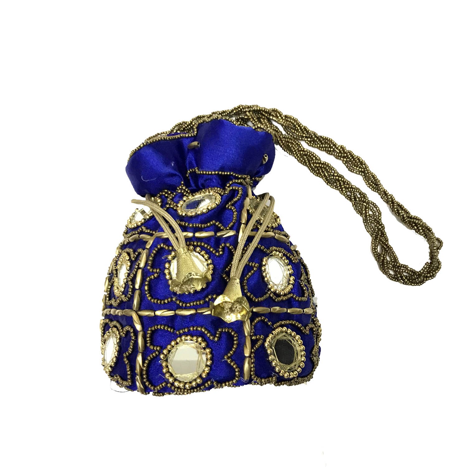 SHUBHANGI COLLECTIONSWomen's Blue Heavy Resham Potli Bag