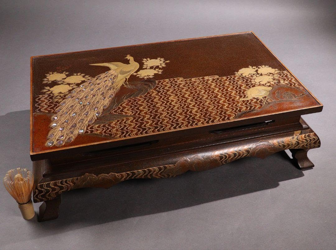 CE34 時代螺鈿総梨地極上金蒔絵 孔雀 平卓飾台花台経台高蒔絵輪島加賀木製漆芸 Amazon.co.jp: CE34 時代螺鈿総梨地極上金蒔絵 孔雀 平卓飾台