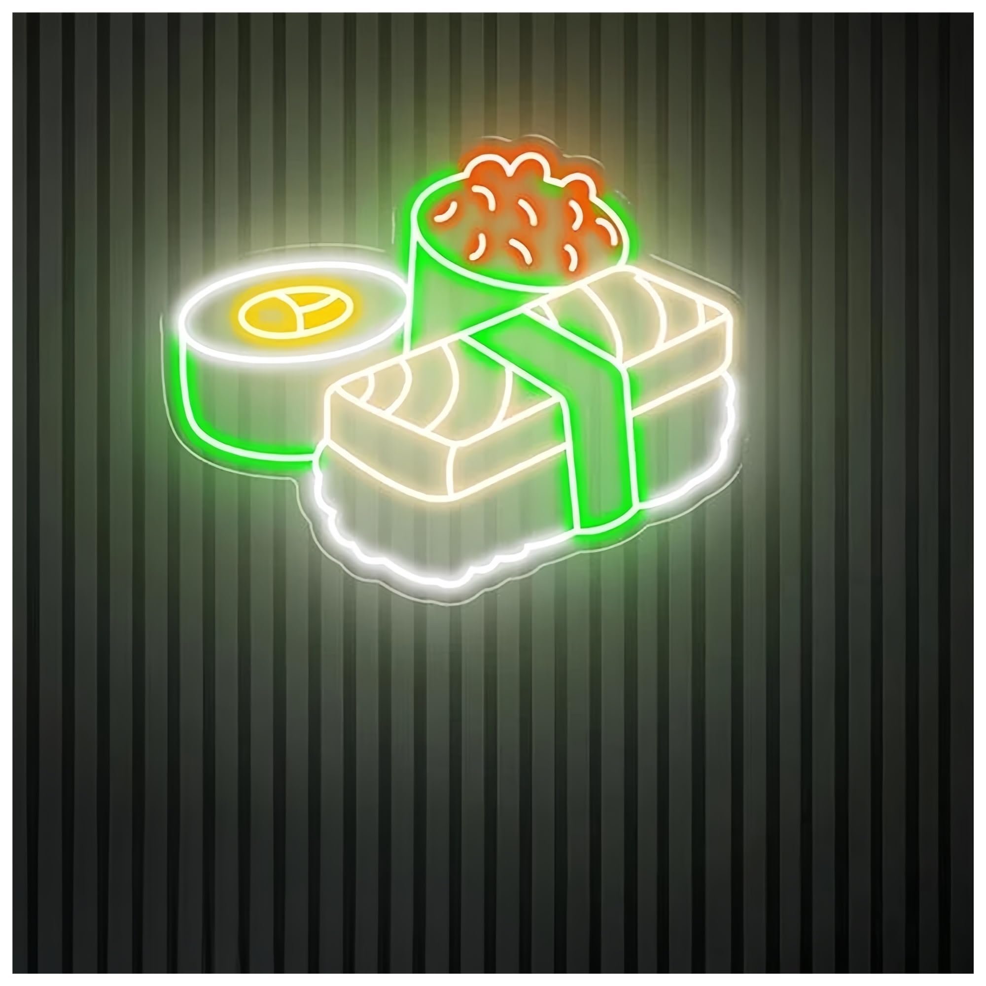 SHOUXI Sign Lamp Sushi Neon Sign Japanese Restaurant Sushi Roll Neon Light Kitchen Wall Decor Business Logo Light Sign(D,60X48CM)