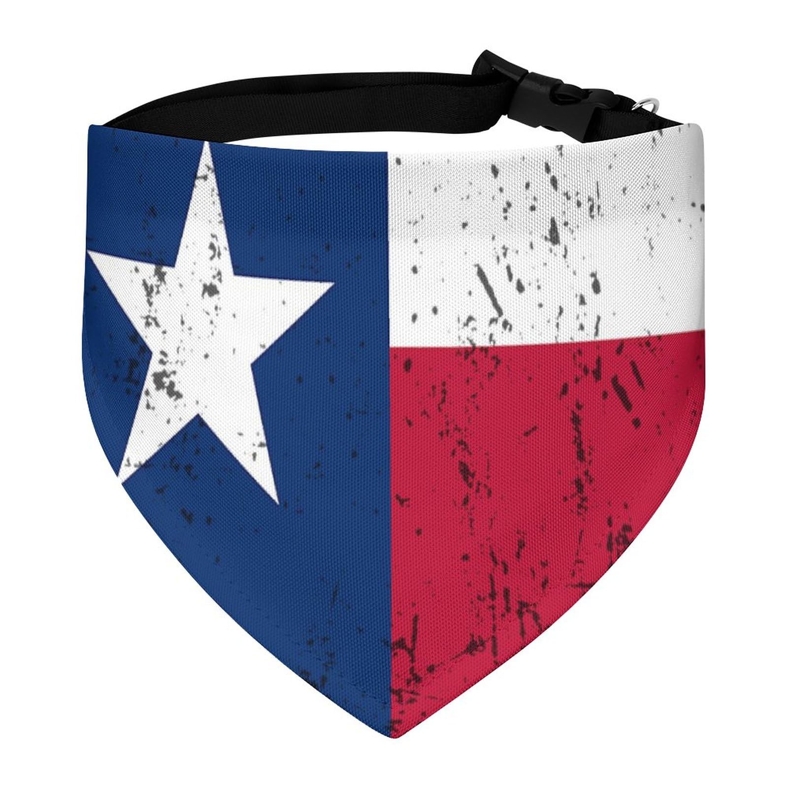 Retro Texas State Flag Dog Bandanas Adjustable Pet Scarf Cat Triangle Kerchief Soft Handkerchief