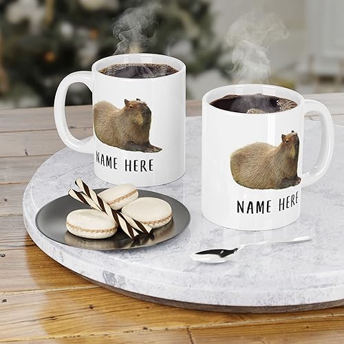 Miniatura 6 de Lovesout Funny Capybara - Taza de café con nombre personalizado de Navidad 2025, color blanco, 11 onzas