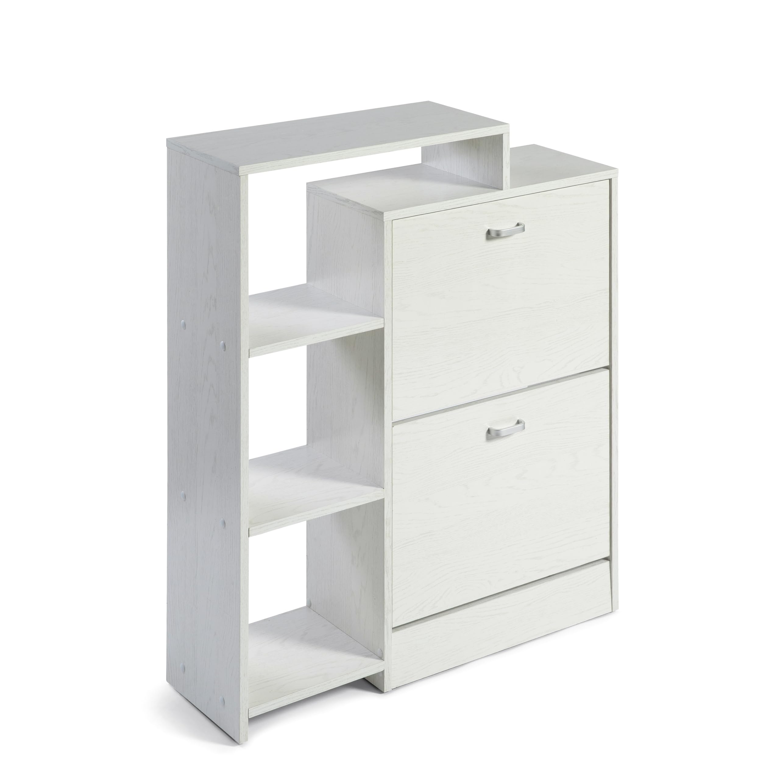 DUPI Zapatero Abatible Orlando | 92 x 79 x 24 cm | Mueble Zapatero Estrecho y Moderno | 2 Puertas Oscilantes | 4 Baldas para 20 Zapatos | 2 Cajones | Blanco