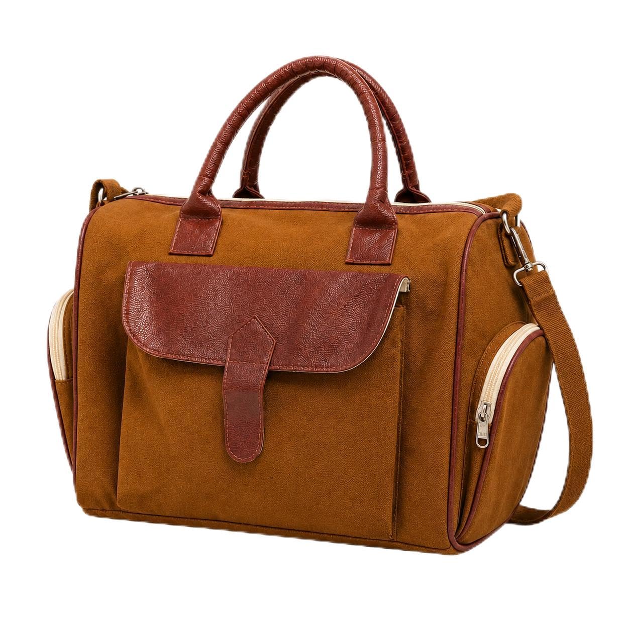 Canvas Travel Duffle Bag with Adjustable Strap and Multiple Pockets-image-5