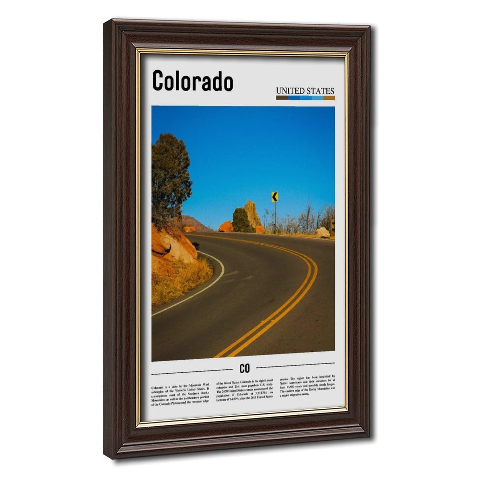 Wcyb Mokume Gane Frame Colorado Usa Highway United States Scenery Travel Posters Prints Canvas Deco Paintings Wall Art Hangable Frame 16" L X 24" W