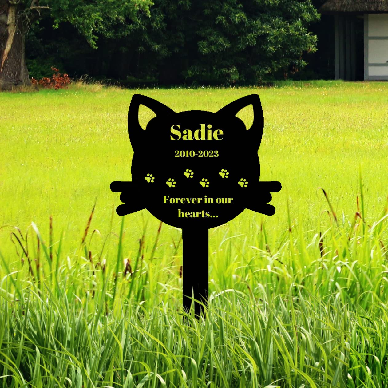 Goodqueen Personalized Cat Memorial Garden Stake, Custom Cat Paw Memorial Grave Marker Outdoor, Customized Cat Plaque Stake