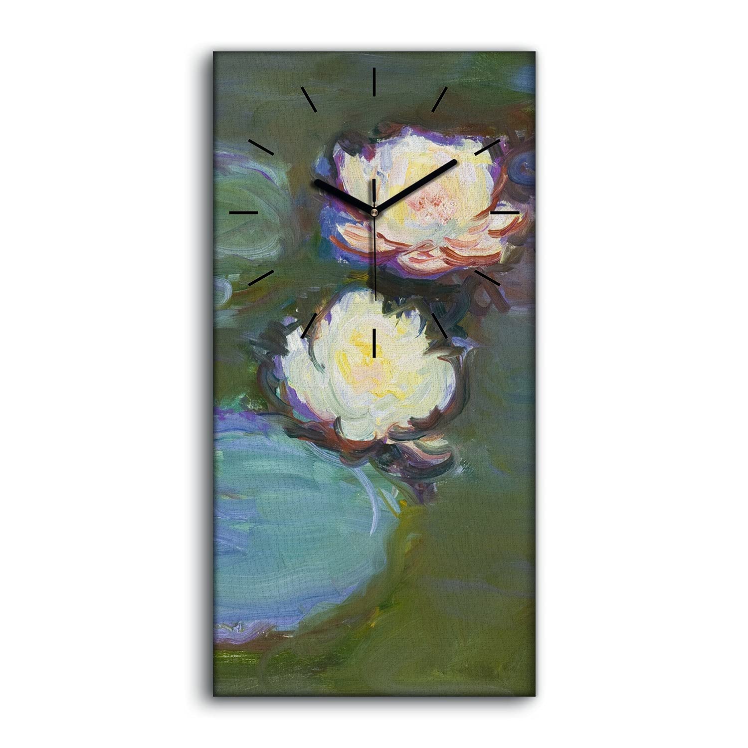 Horloge sur Toile Mains Noires Design Abstrait Eau Art Mural Salon 30x60cm