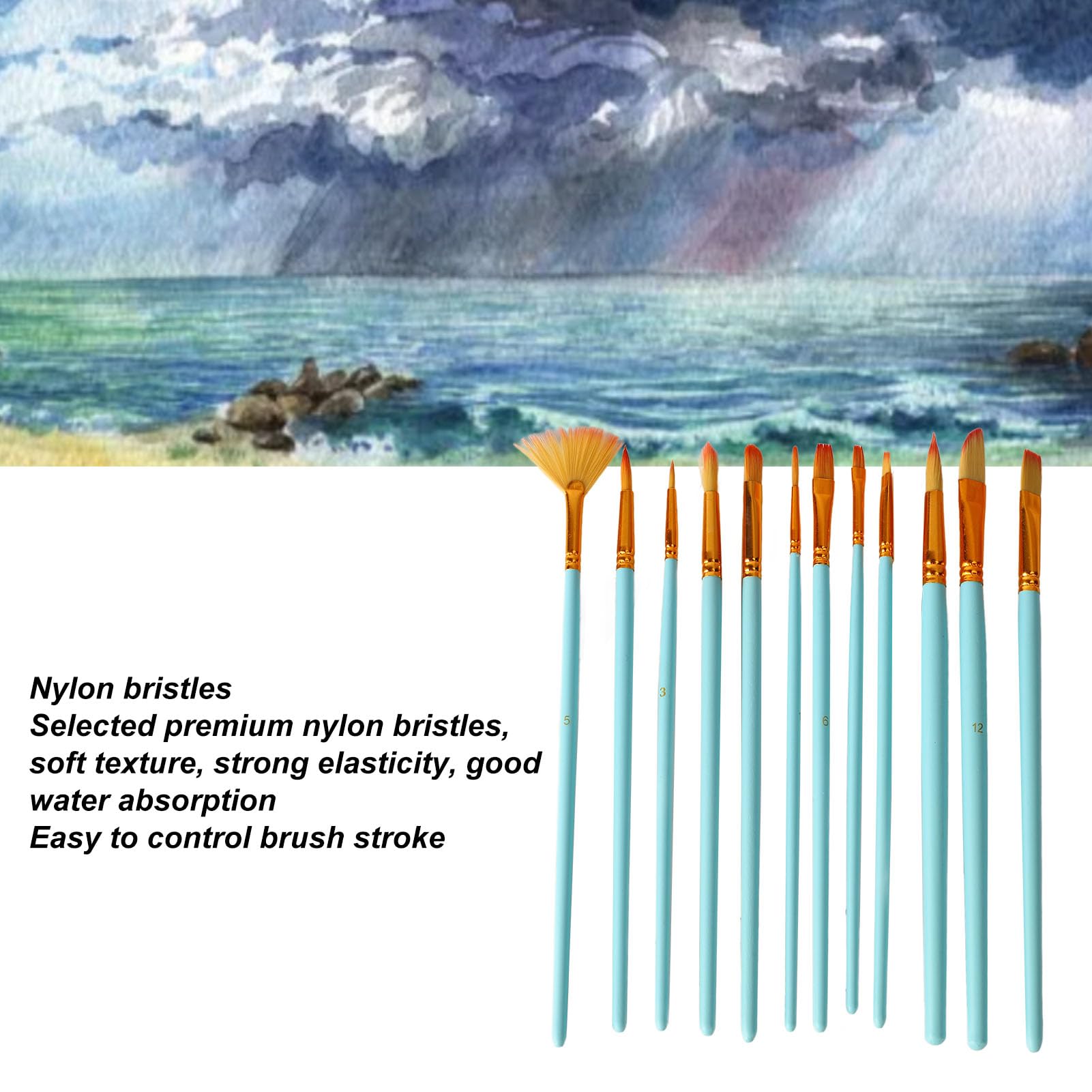 Ensemble De 12 Pinceaux D'artiste, Kit Assorti Pour Peinture Acrylique, Aquarelle, Gouache, Huile Et Artisanat, Pour Les Débutants Et Les Professionnels, Exprimez Vos