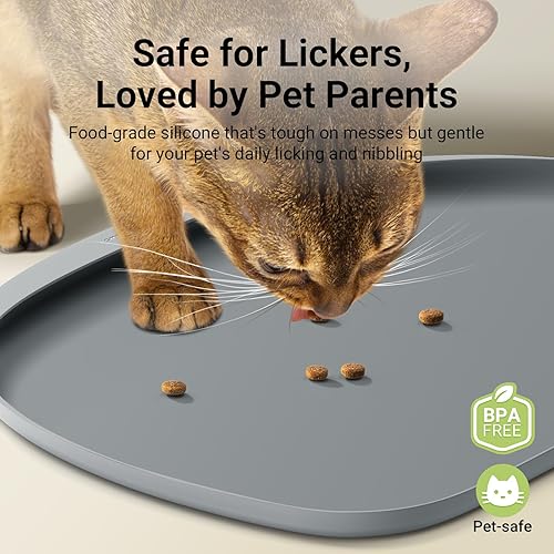 Miniatura 2 de DownyPaws Tapetes de comida para perros para suelos, impermeables, de silicona sin BPA, tapete antideslizante para alimentación de mascotas con