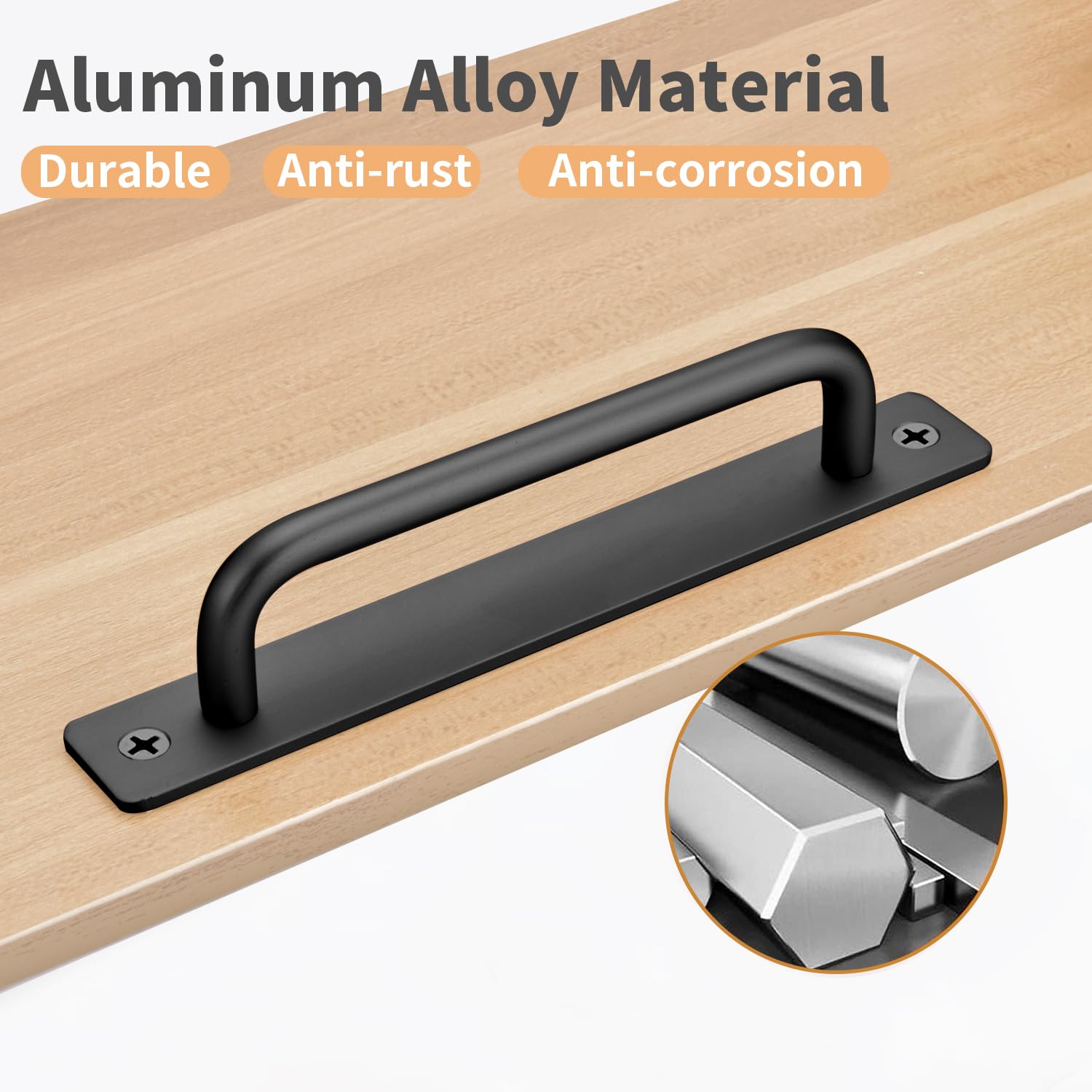 AIMIXUN Lot De 2 Poignées De Porte Coulissantes En Alliage D'aluminium - Poignées De Porte De Placard Modernes - Poignées De Porte De Grange Pour Armoire, Abri De Jardin, Tiroir, Armoire, 180