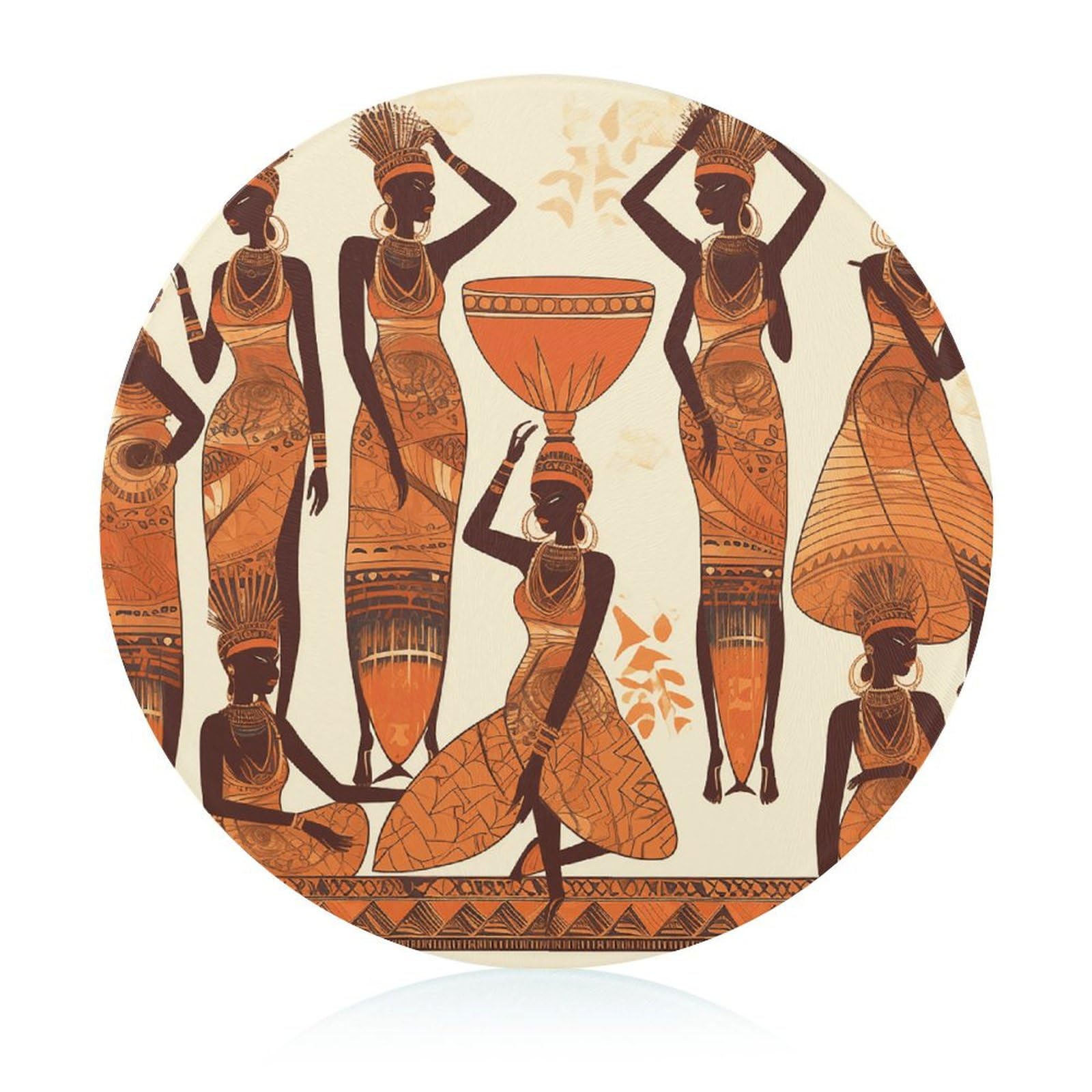 Planche à découper en verre durable protège comptoir motif femme africaine tribale
