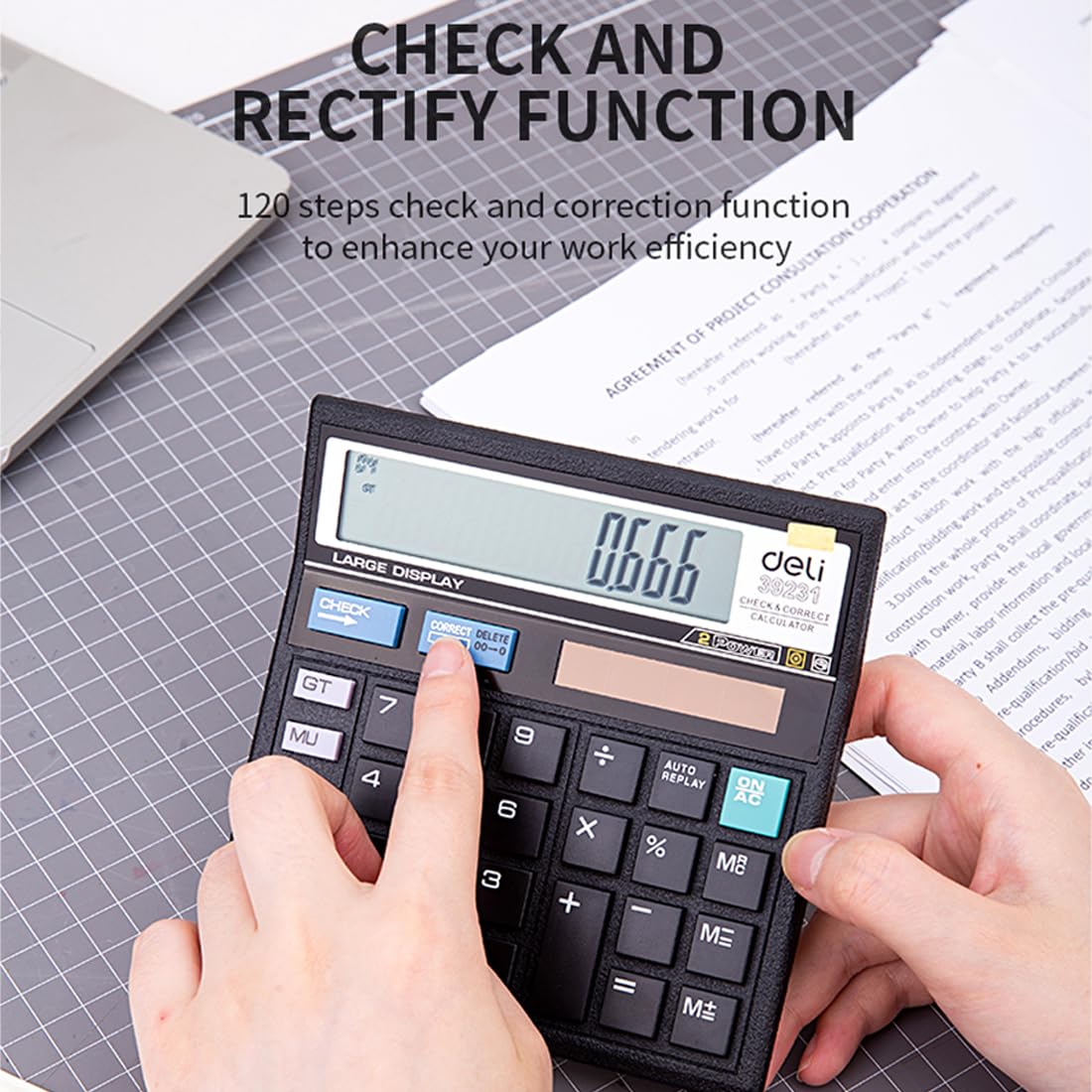 Deli W39231B 12 Digit GT Basic Calculator with Steps Check and Correct Function | 3 Years Warranty |- Black 3