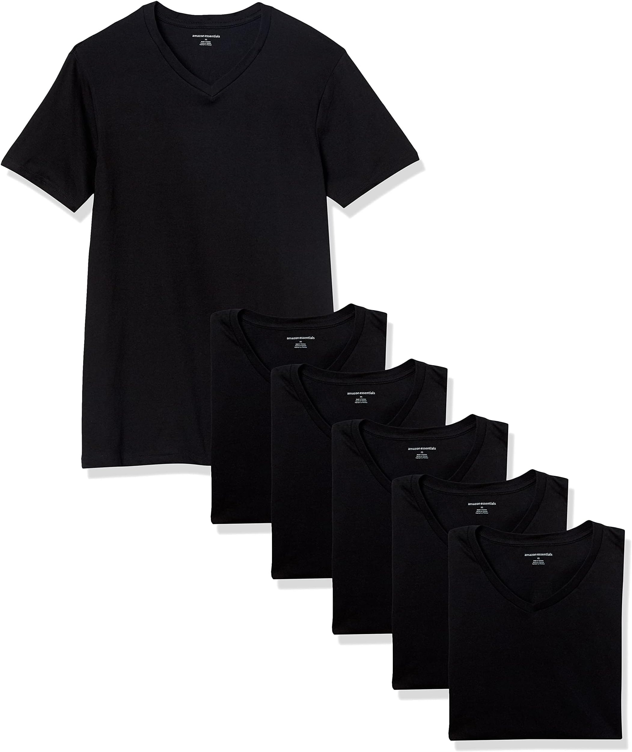 Men's V-Neck Undershirt, Breathable Cotton, Pack of 6