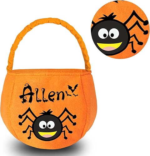 Miniatura 5 de Cesta personalizada de Halloween, bolsa de cubo personalizada con nombre personalizado, bolsa de mano de calabaza, regalos para niños y niñas,