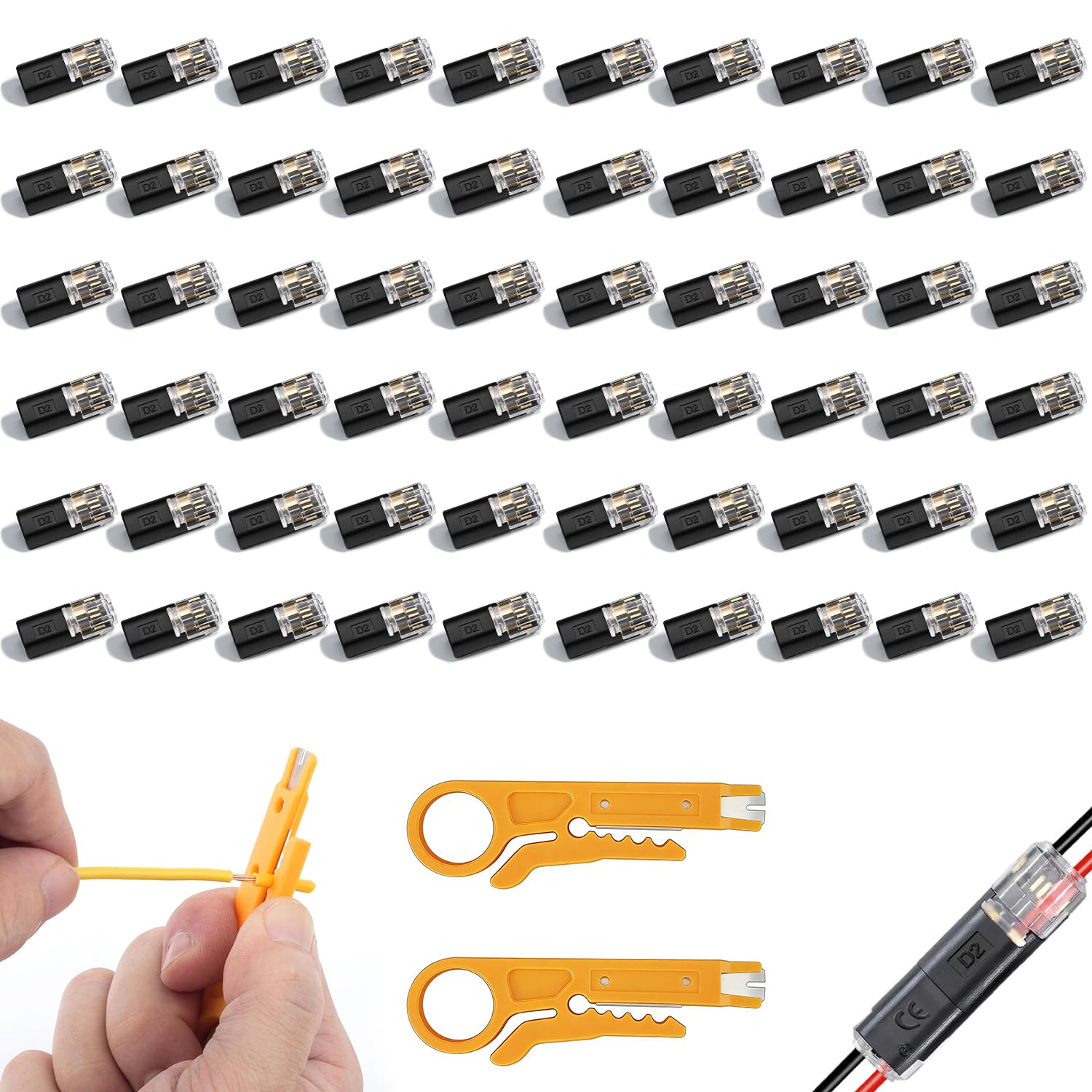 Connettori Rapidi Elettrici 60 Pezzi 18-22 AWG per Cavi Auto LED