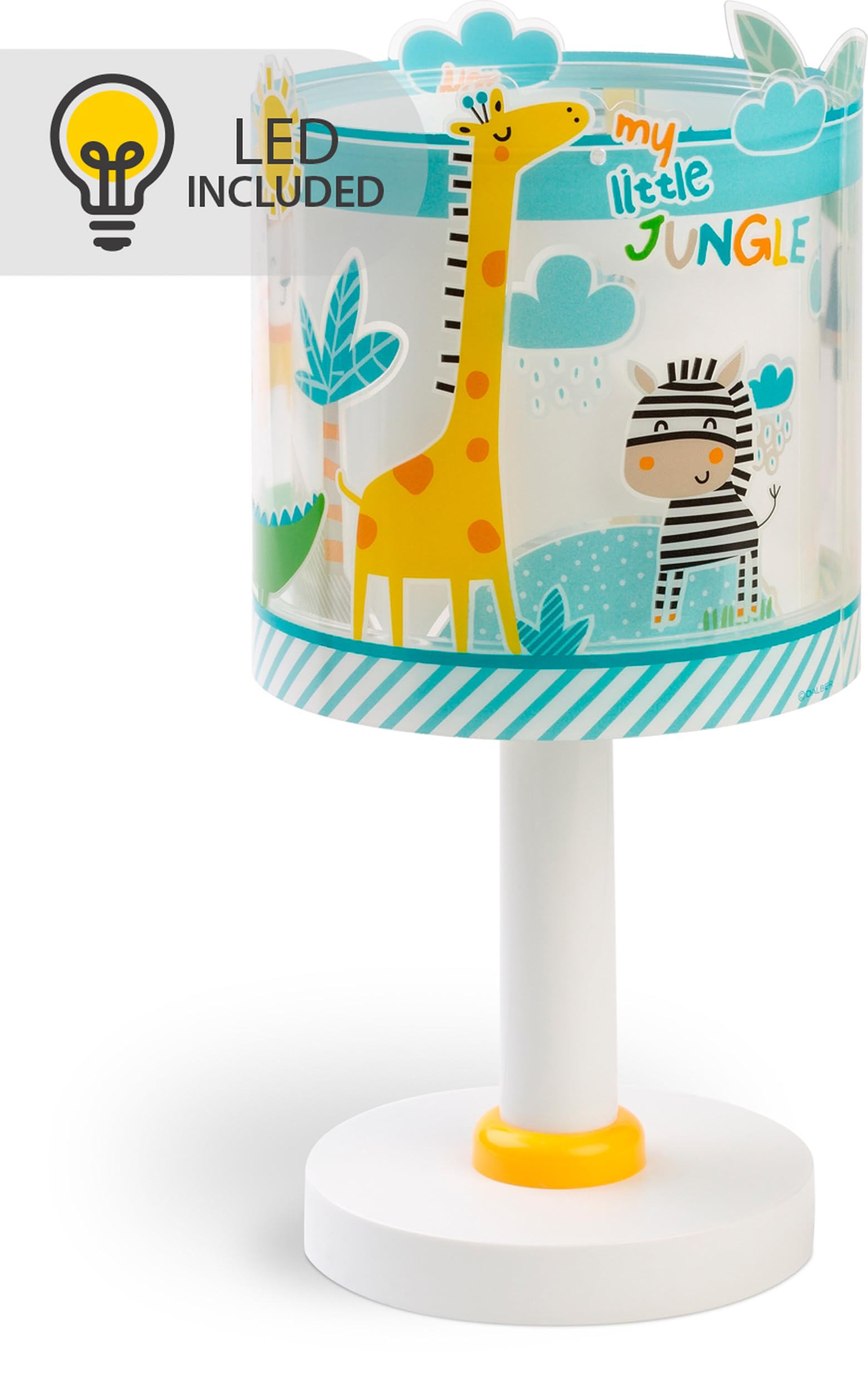 Dalber Lampada da tavolo o comodino per bambini My Little Jungle Animali Giungla, Leone, Elefante, 76011NT, G4-4W LED - Lampadina inclusa