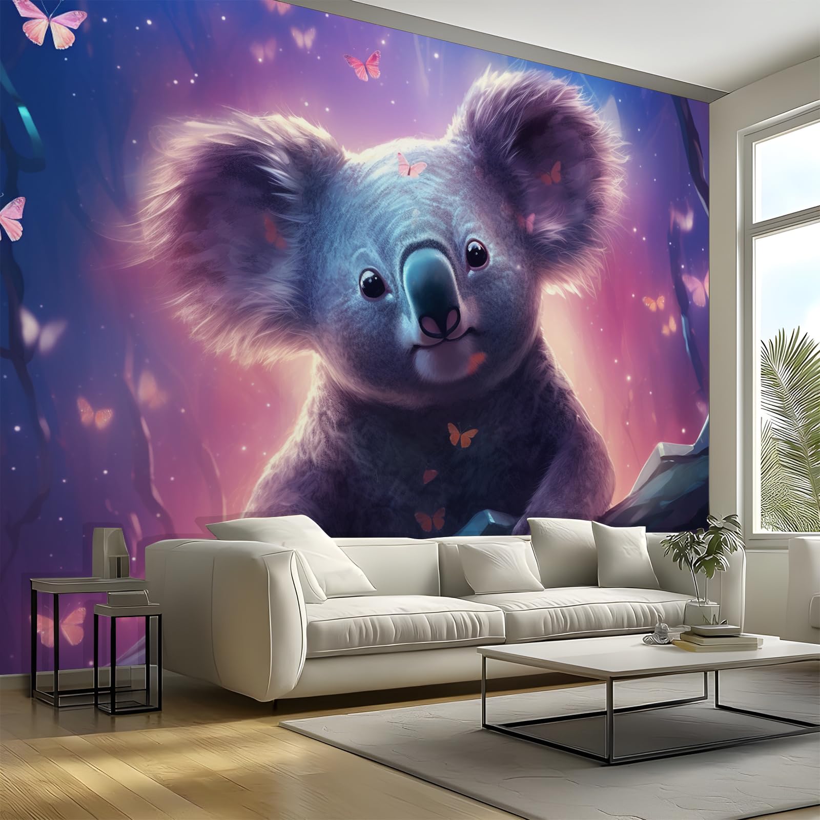 Koala Photo Wallpaper, 3D Animal Wall Mural, Peel and Stick Wall Murals, Large Photo Wallpaper for Living Room Bedroom Dormitory Hotel Themed Rooms 300 x 256 cm