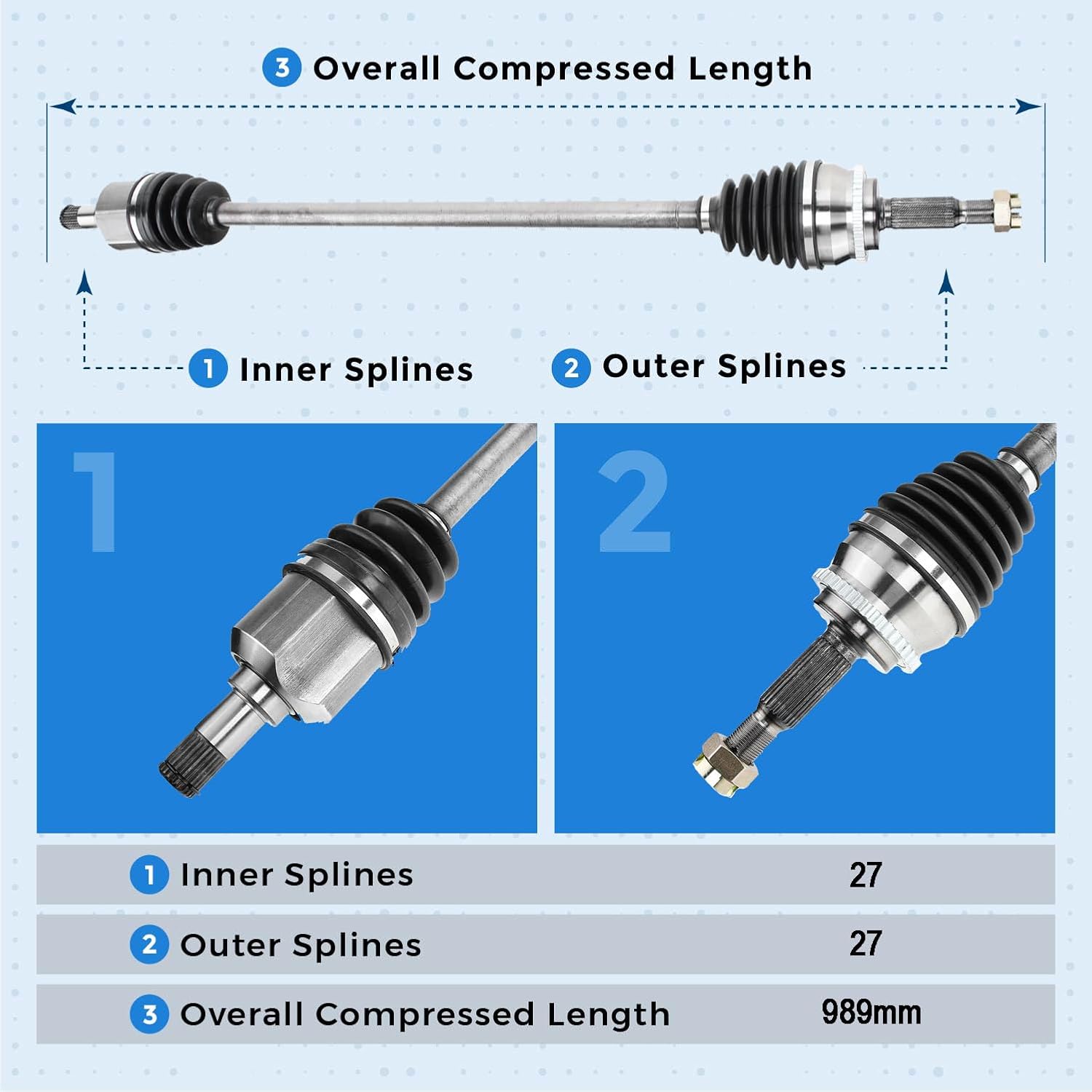 Front Right Passenger Side CV Axle Half Shaft Assembly for 2006-2012 Mitsubishi Eclipse 2.4L for 2010-2011 Galant