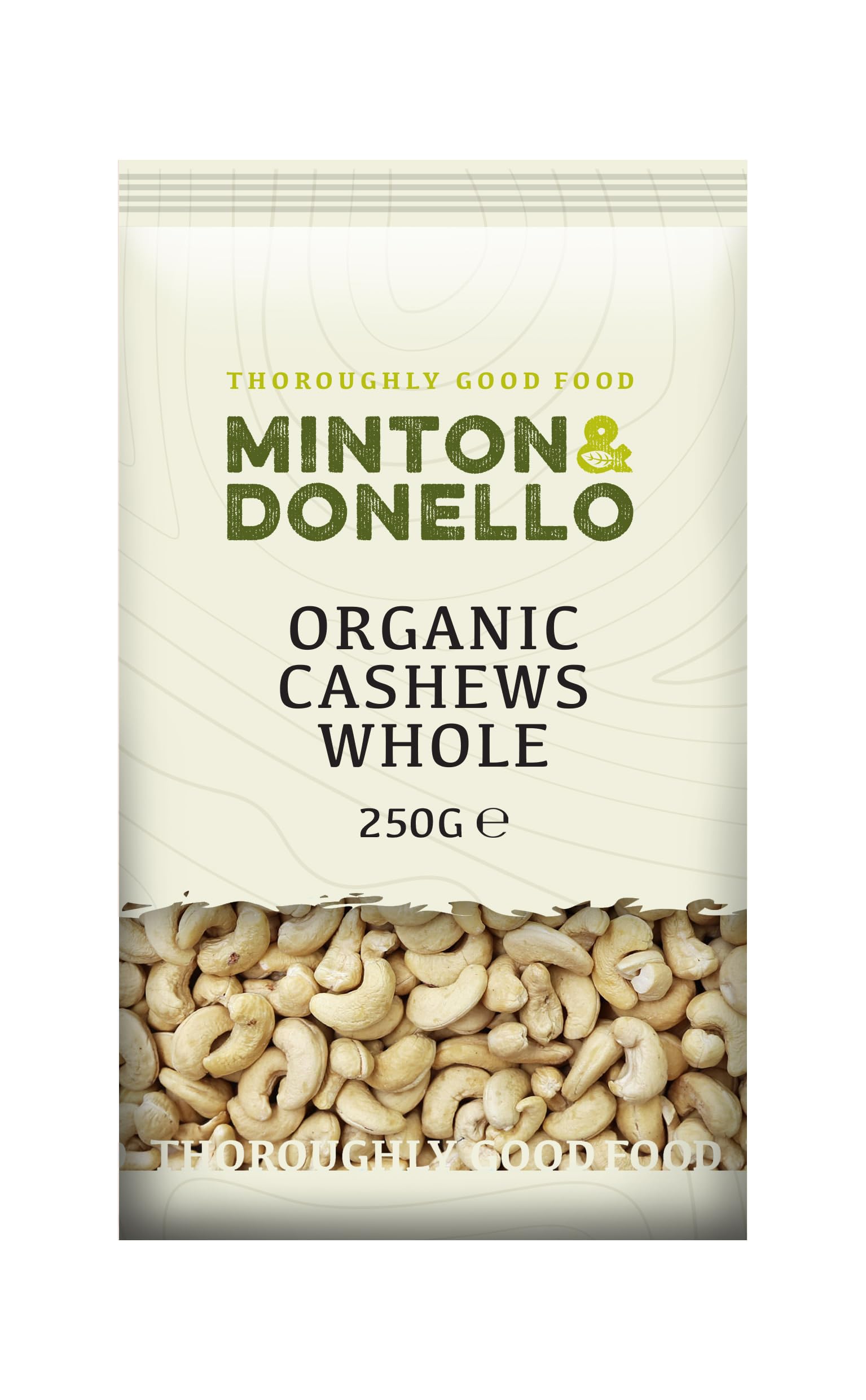 Minton & Donello - Organic Whole Cashews, Creamy & Rich, Perfect for Snacking, 250g
