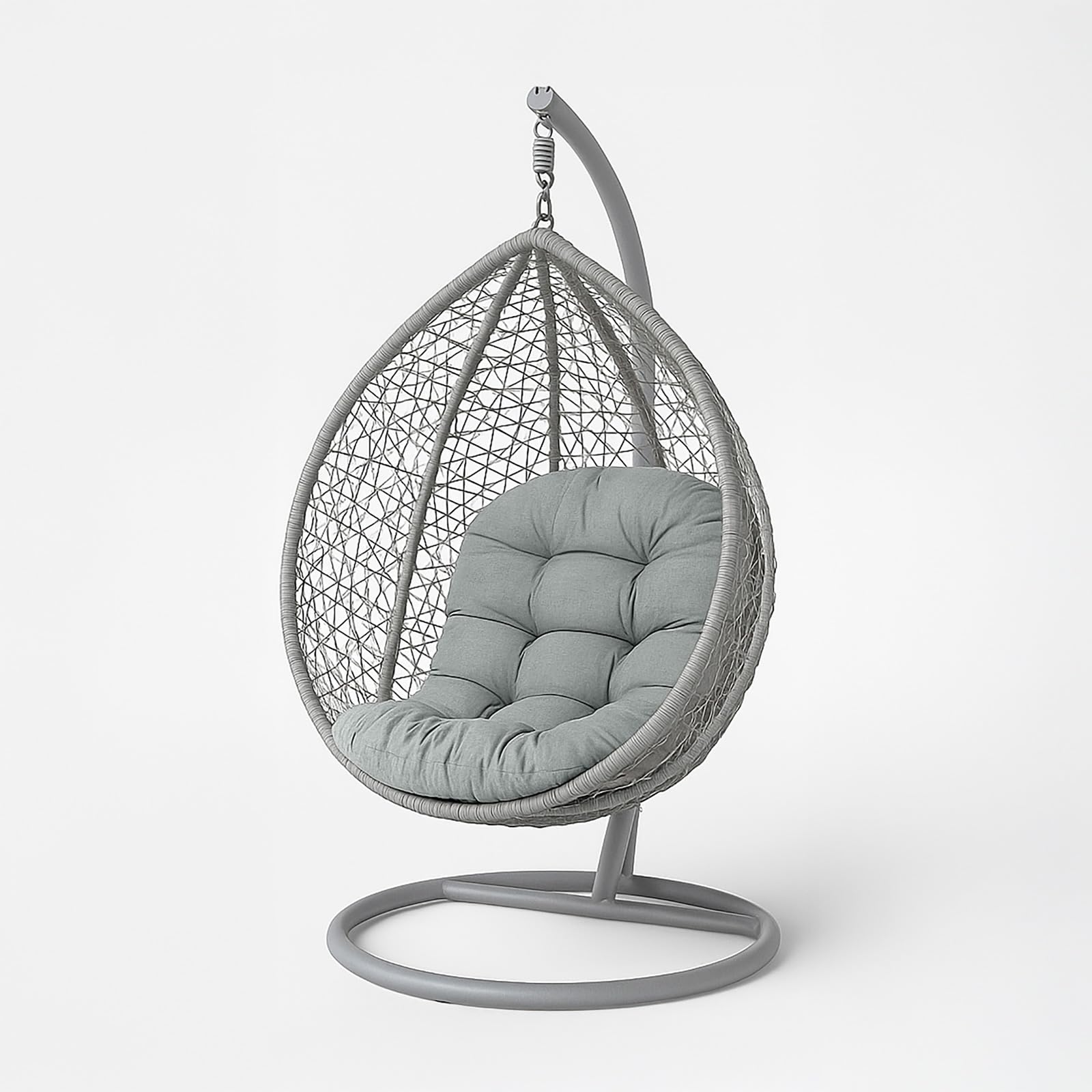 Homescapes Grey 100% Cotton Round Egg Swing Chair Cushion, 80 X 120 Cm, Soft Generous Filling, Machine Washable, Oeko-Tex Certified