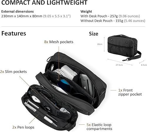 Miniatura 3 de Bolsa organizadora de viaje, accesorios electrónicos, funda de transporte impermeable de doble capa, todo en uno para cable, teléfono, Airpods,