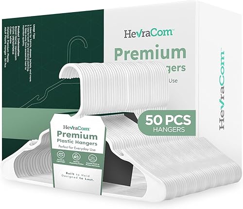 HevraCom Perchas para ropa resistentes y antideslizantes, paquete de 50 – Perchas para abrigos y pantalones que ahorran espacio, colgador para