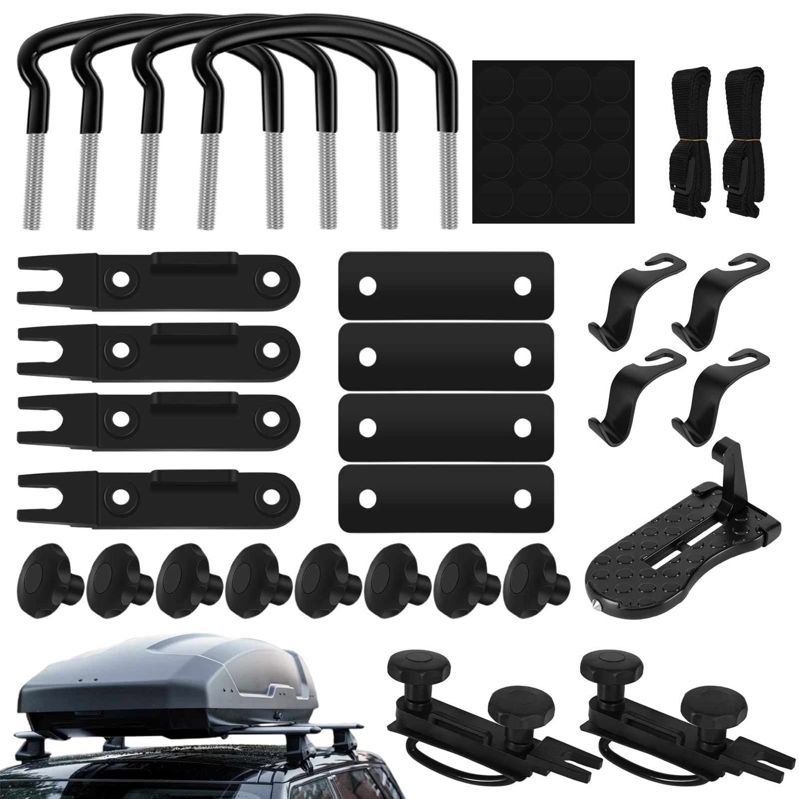 4 Pezzi Fissaggio per Box da Tetto,Kit di Montaggio per Box da Tetto,Staffa a u per Montaggio Box sul Tetto,Fissaggio per Box da Tetto Staffa,Kit di Fissaggio Box da Tetto,Morsetti a U per Box Tetto