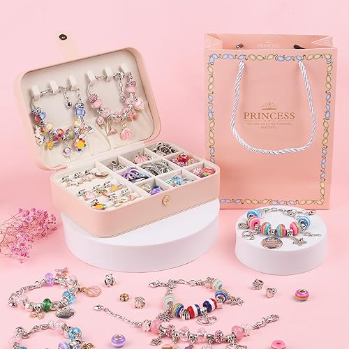 Miniatura 6 de UFU Kit de fabricación de pulseras con dijes, 120 piezas, kit de fabricación de joyas, regalos de sirena para niñas, juguetes, manualidades para