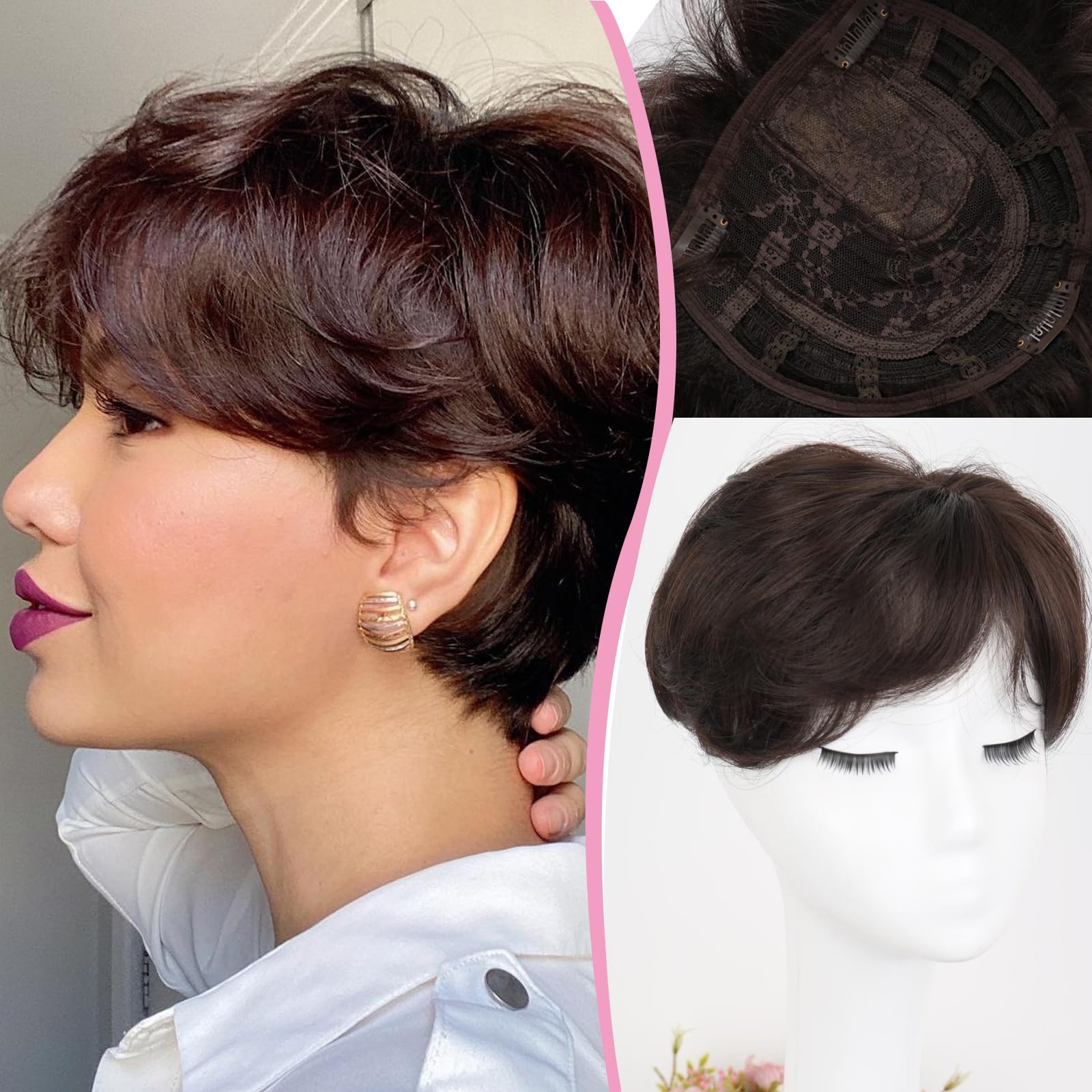 Amazon.com : Matthia Short Hair Toppers Hair Pieces for Women Synthetic ...