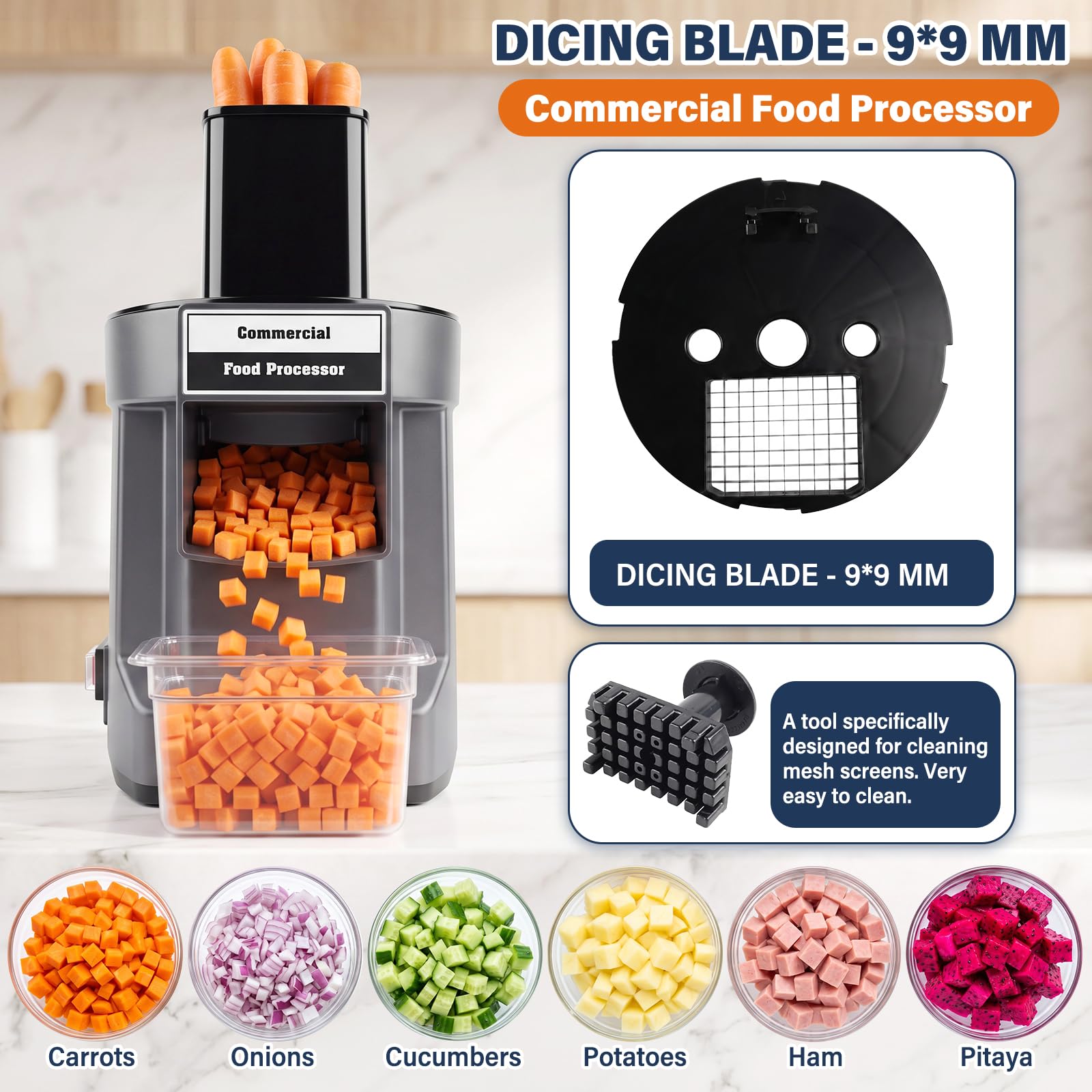 Cortador de dados eléctrico, cortador de verduras, cortador de verduras