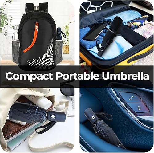 Miniatura 7 de LLanxiry Compact Travel Umbrella, 44" Canopy, Automatic OpenClose Windproof Umbrella, 210T Pongee, 8-Rib Fiberglass, Travel Size Mini, Portable