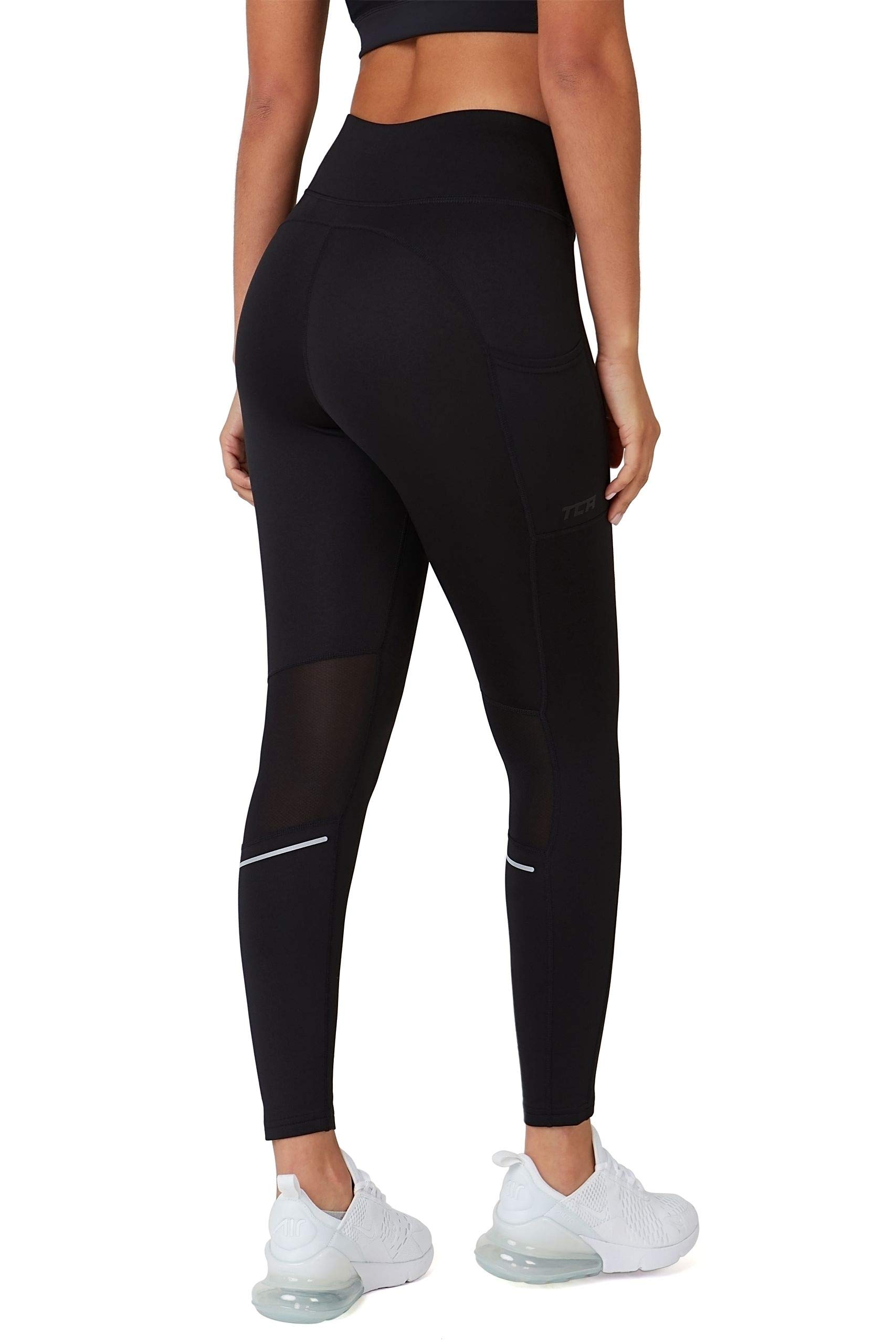 Tca Women's Black Rock Superthermal Performance Workout High Waisted Running Training Tights Leggings With Pocket - L