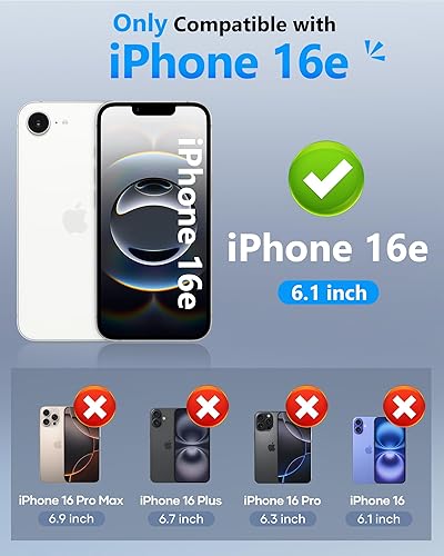 Miniatura 2 de ATATOO Funda para iPhone 16e, tarjetero integrado (almacena 3-5 tarjetas) y cubierta de cámara deslizante y bloqueo RFID, protección de grado