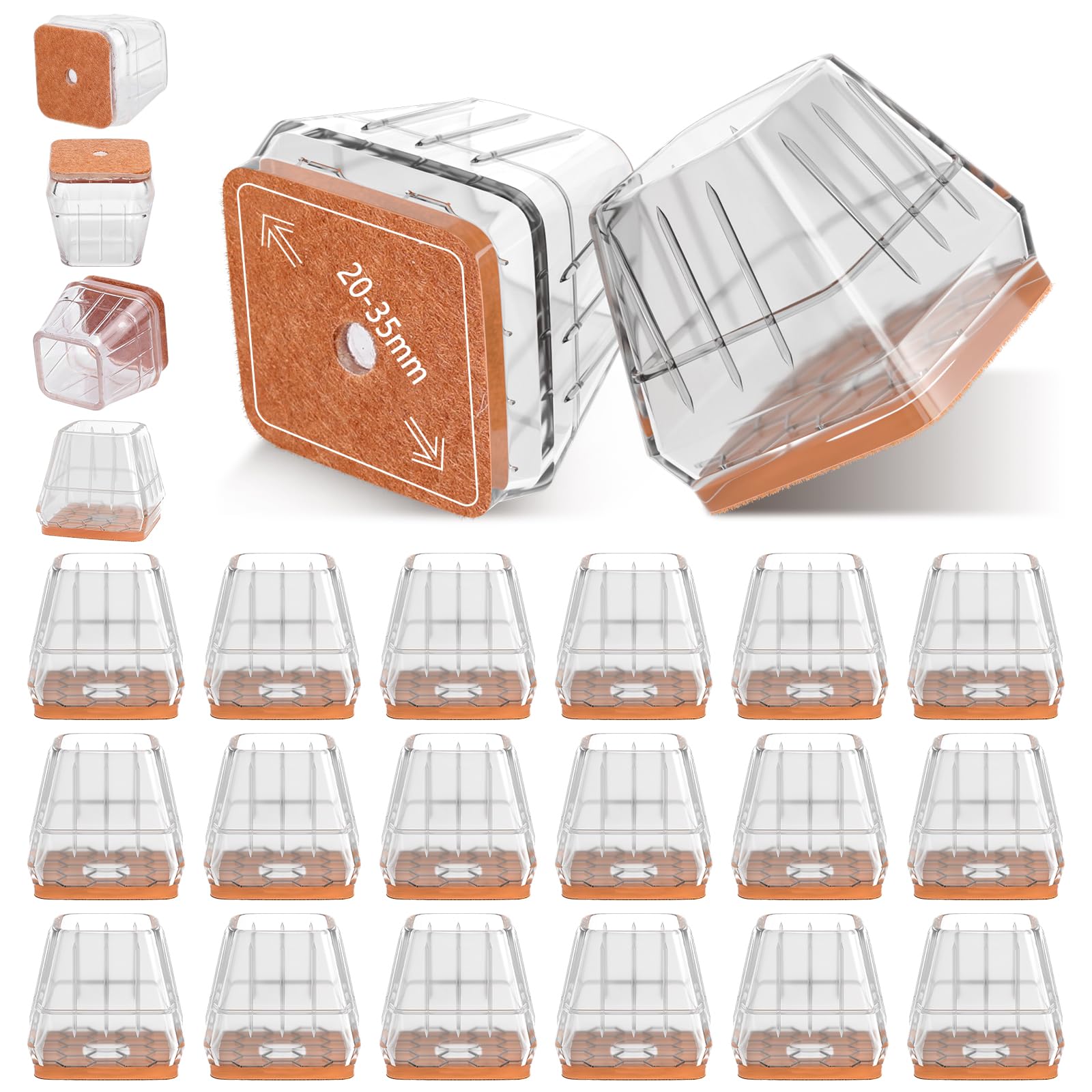 Lytool Chair Leg Floor Protectors, 24pcs Silicone Chair Leg Caps 21-33mm with Wrapped Felt, Furniture Feet Protectors Pads, Chair Feet Floor Protectors โ image 1