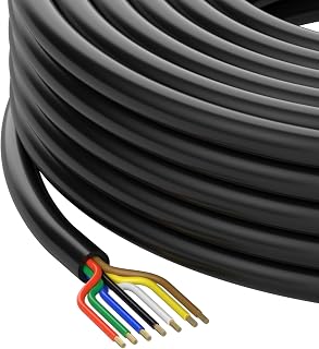 DOAUTO 27FT Heavy Duty 7-Way RV Trailer Wiring Harness 14/12/10AWG SAE J1128 Individually Jacketed Blade Cord