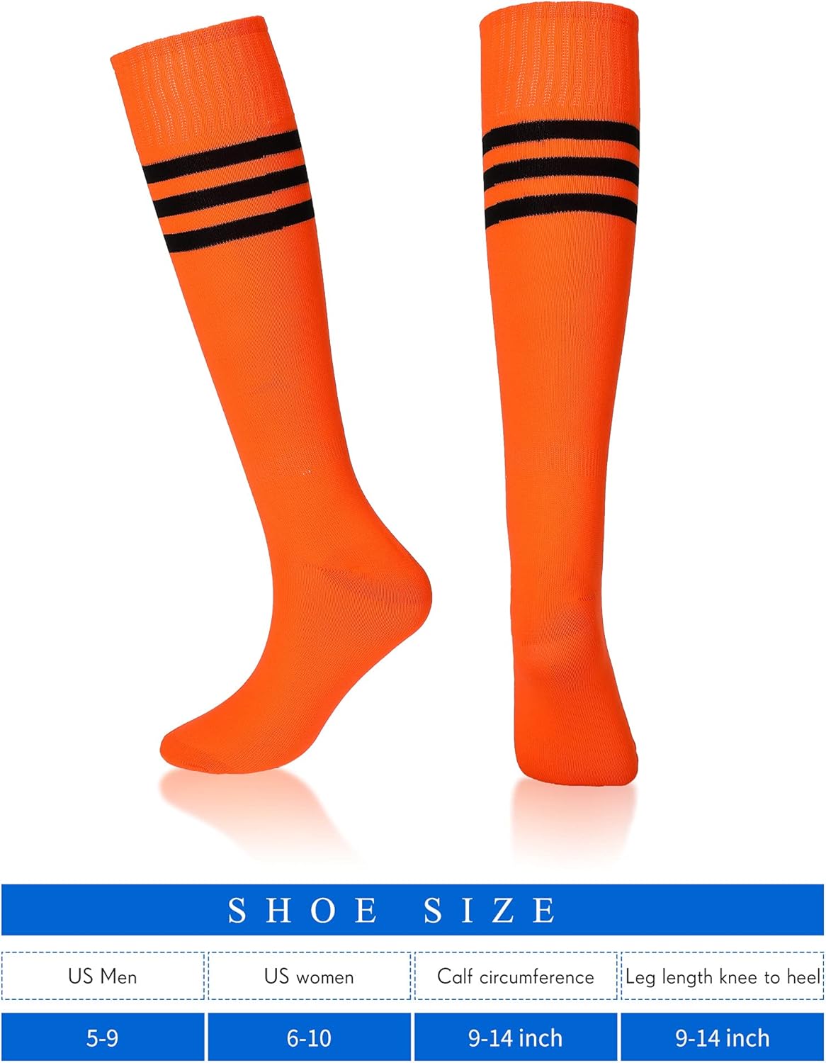 SATINIOR 4 Pairs Colorful Neon Knee High Socks Colorful Striped Football Soccer Athletic Socks for Adult Women(Pink, Orange, Green, Blue) - Image 4