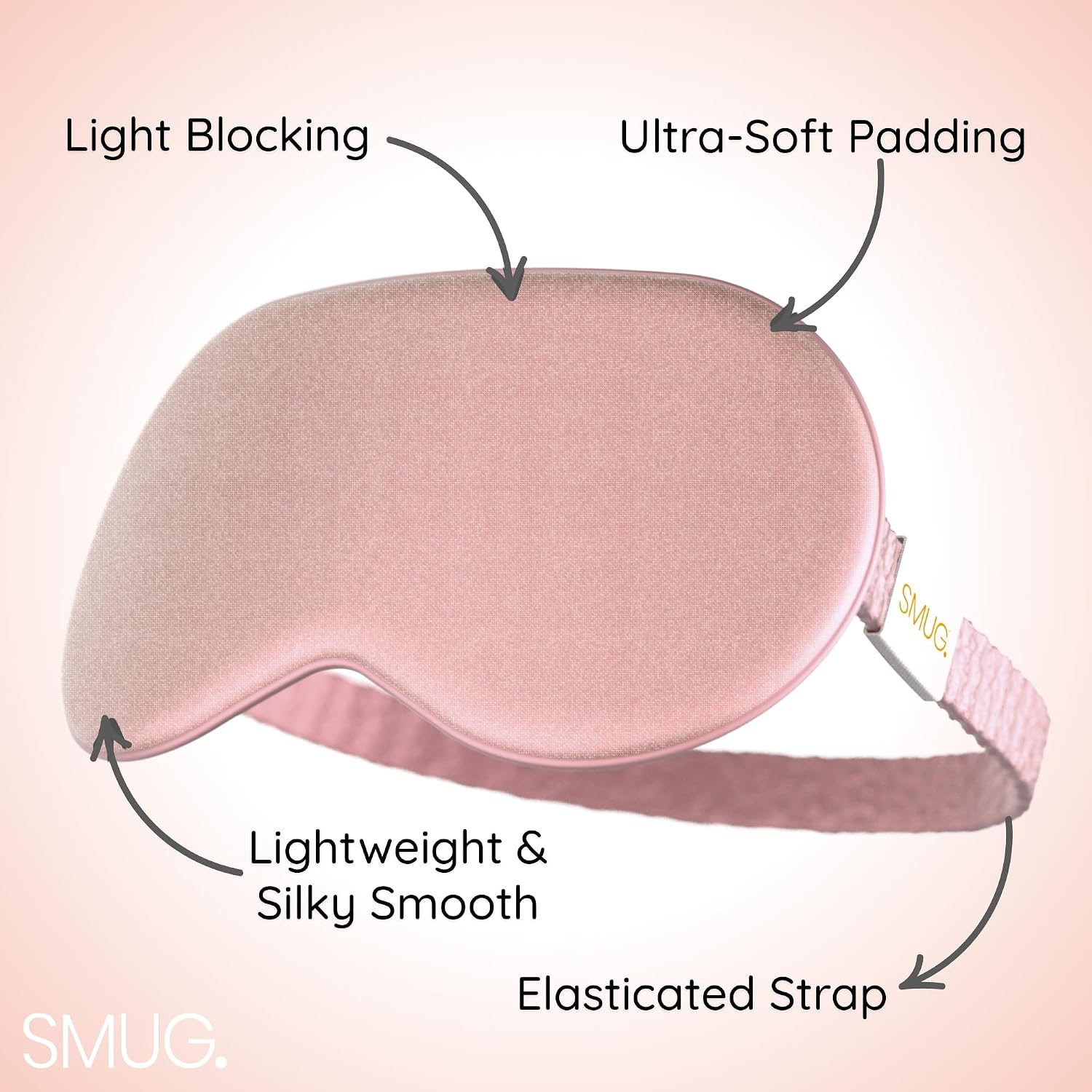 SMUG Satin Sleep Mask 3 Pack | Silky Soft Eye Masks for Sleeping, Gentle on Skin | Light Blocking Eye Covers for Travel & Night Shift | PNK image 4