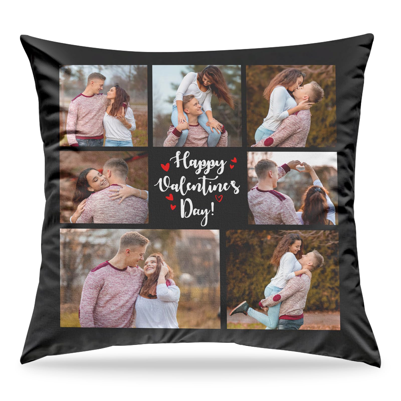 LOJISER Personalised Pillow with Photo, Custom Pillow Case for Couple Family, Customised Gifts, Personalised Cushions with Photo for Couple, Father, Mother, Family, Sister