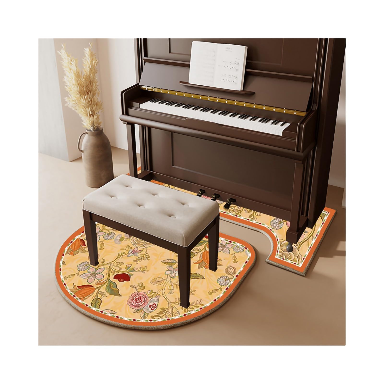 ApuaVireo&Co Upright Dywan fortepianowy, dywaniki fortepianowe, antypoślizgowe maty w kształcie litery U na fortepian i krzesła (styl 1,70 x 160 cm)